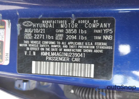 2022 Hyundai Elantra Sel from USA, damaged, VIN KMHLM4AG1NU239041